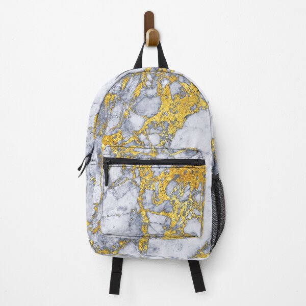 Item preview, White-Blue marble design with gold overlays designed and sold by Dyrk Wyst Redbubble Shop.