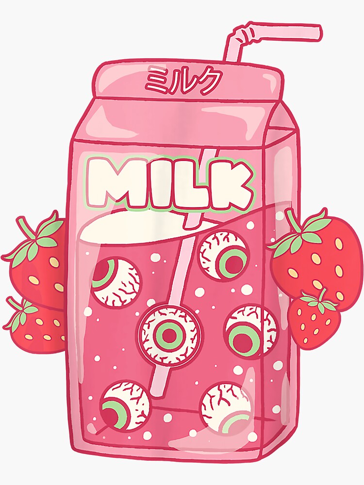 Weirdcore Aesthetic Kawaii Strawberry Milk Carton Eyeballs Gift