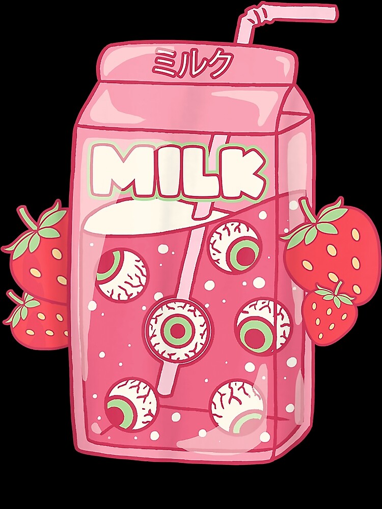 Weirdcore Aesthetic Kawaii Strawberry Milk Carton Eyeballs Gift