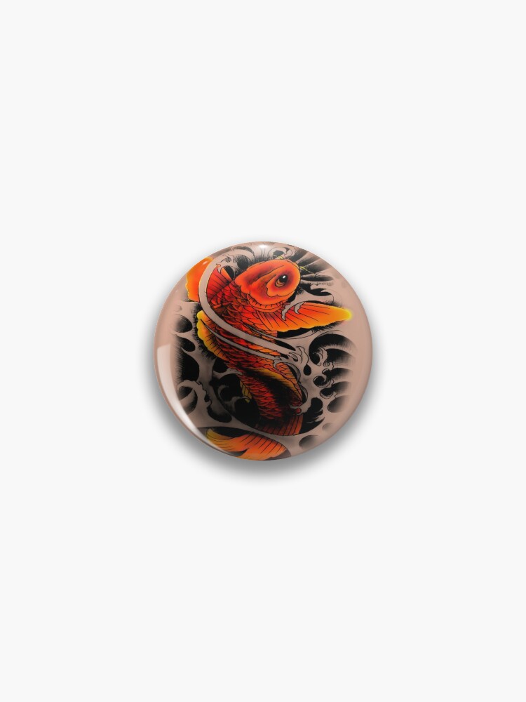 Round Pinback Button Pin Brooch Traditional Japanese Koi Fish Tattoo S –  Shinobi Stickers