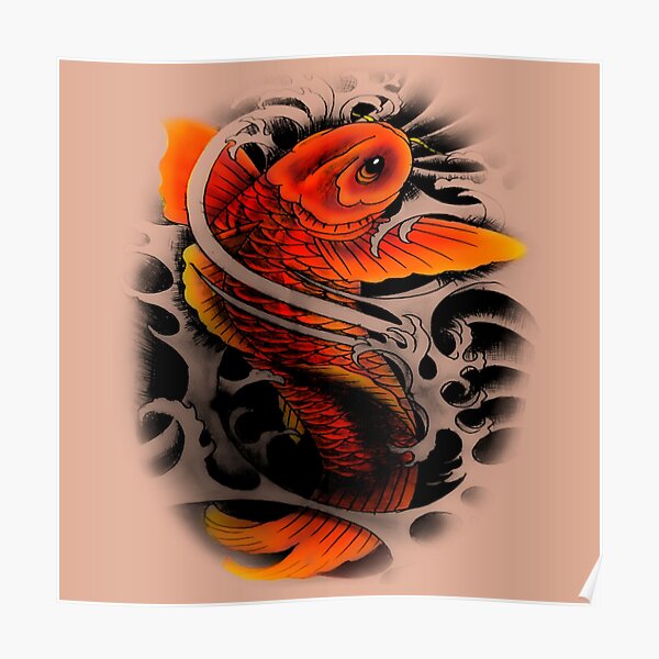 Premium Vector  Colorful koi fish jumping up with flowers and leaves all  around for t shirt design