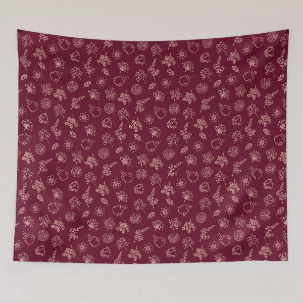 Item preview, Red fall floral pattern in burgundy and light red designed and sold by FunnyChameleon.