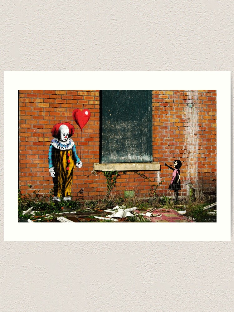 Pennywise Clown vs Banksy Girl with Balloon Wall Art Canvas – SharpWallArts