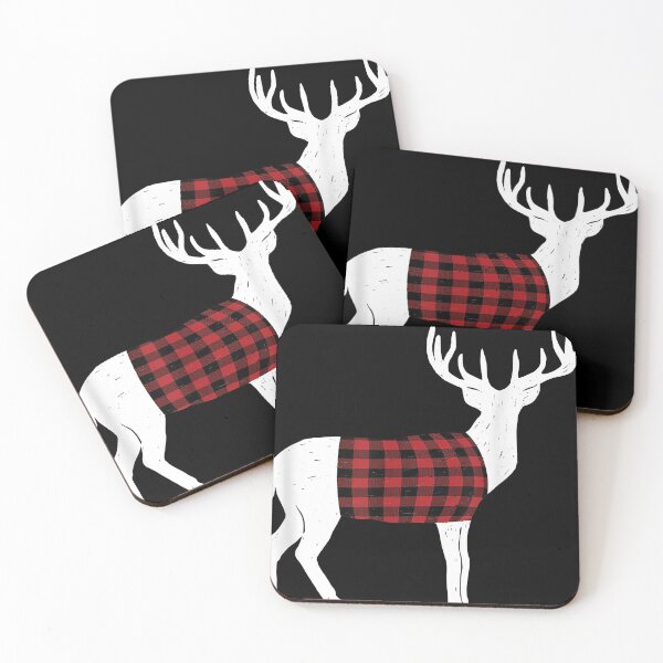 Item preview, Winter Deer Wearing Red Black Buffalo Christmas Plaid designed and sold by ShanteWoodley.