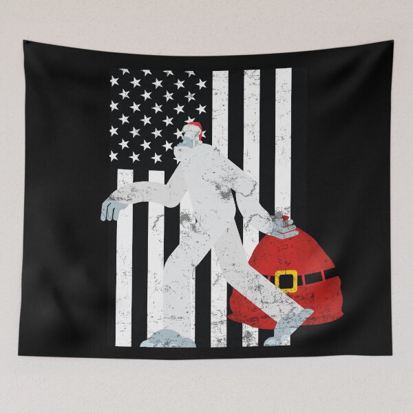 Item preview, Christmas Bigfoot with USA Flag (Grunge)- Sasquatch Xmas Costume designed and sold by CaitU.