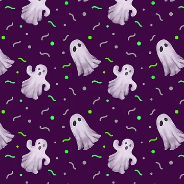 Artwork thumbnail, Halloween Pattern Floating Ghosts by ModkMerch