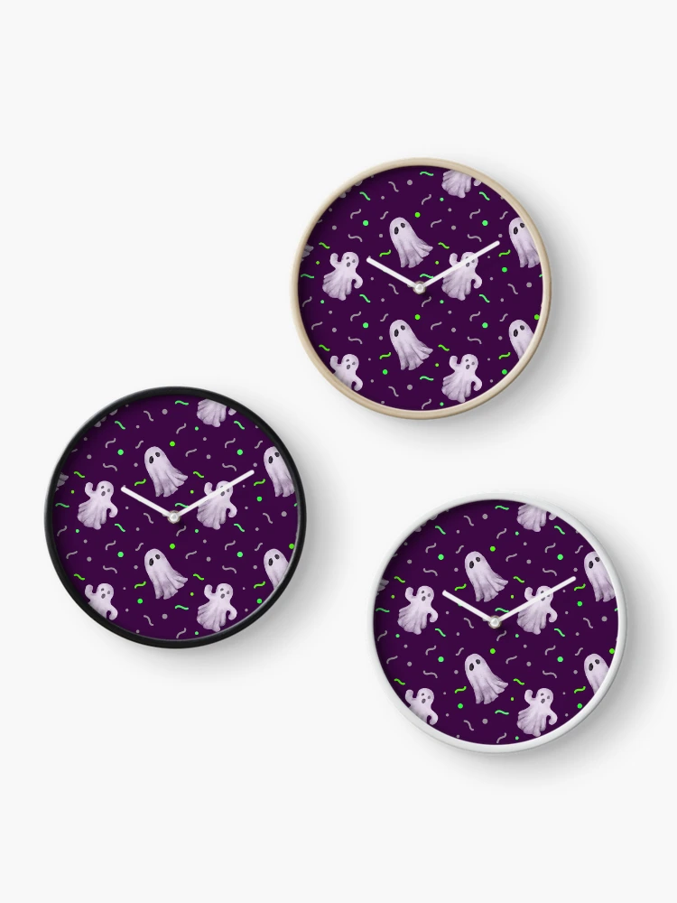 Thumbnail 3 of 4, Clock, Halloween Pattern Floating Ghosts designed and sold by ModkMerch.