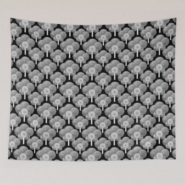 Item preview, Watercolour grey tones retro poppy flower pattern on black. designed and sold by yennyz.