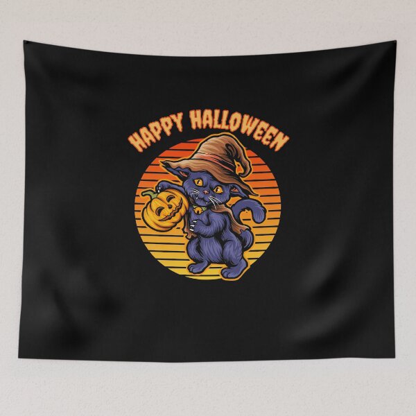 Item preview, Witch Cat Halloween Scary Pumpkins designed and sold by libbergina.