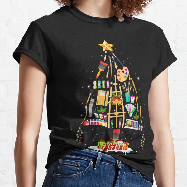 Art Xmas Tree Decor Teacher Artist Christmas Cool Artist Classic T-Shirt
