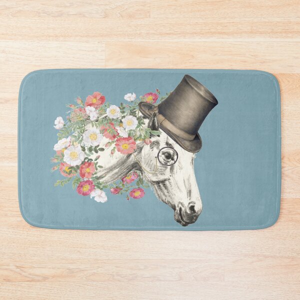 Item preview, White Horse Wearing Monocle And Top Hat Surrounded By Vintage Roses designed and sold by TrulyEpoque.