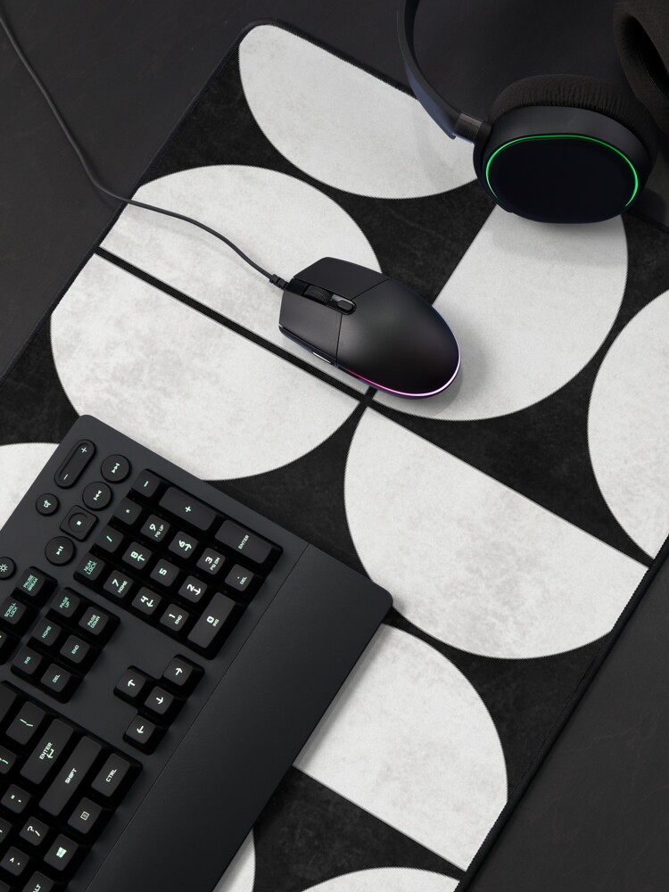 Alternate view of Mid-Century Modern Pattern No.2 - Black and White Concrete Mouse Pad