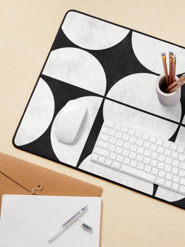 Alternate view of Mid-Century Modern Pattern No.2 - Black and White Concrete Mouse Pad