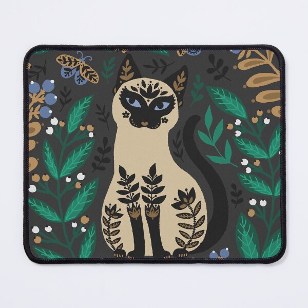 Item preview, Thai, Siamese cat in the garden. An ornament in the folk style of Hugge. designed and sold by NLobes.