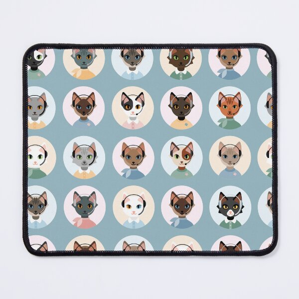 Item preview, Isolated images in a flat style on a white background of cats Support Service operators with a headset. Different fur color and breed. designed and sold by NLobes.