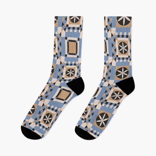 Artikelvorschau, Geometrische nahtlose Verzierung im skandinavischen Stil der blauen und weißen Hugge-Farbe. entworfen und verkauft von NLobes.