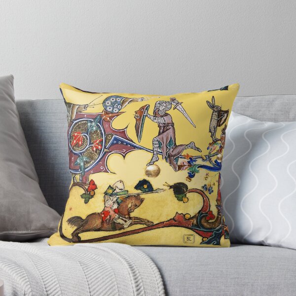 Item preview, WEIRD MEDIEVAL BESTIARY WARS, KNIGHTS HORSEBACK COMBATTING WITH SNAILS Antique Yellow designed and sold by BulganLumini.