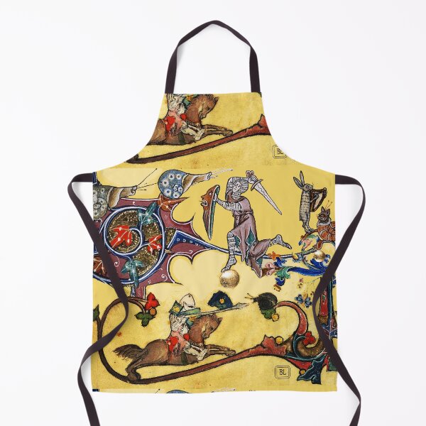 Item preview, WEIRD MEDIEVAL BESTIARY WARS, KNIGHTS HORSEBACK COMBATTING WITH SNAILS Antique Yellow designed and sold by BulganLumini.