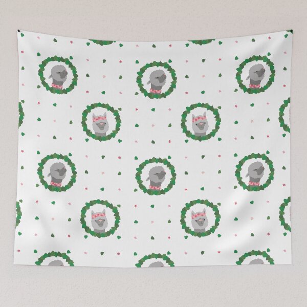 Item preview, attern with llamas with pink flowers in leaves designed and sold by Svetlana-Ab.