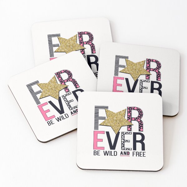Item preview, Motivational Slogan - Forever Be Wild & Free Patterned Letters and Glitter Gold Star & Black designed and sold by WearWolfDesigns.