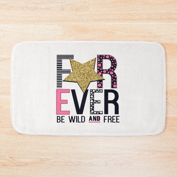 Item preview, Motivational Slogan - Forever Be Wild & Free Patterned Letters and Glitter Gold Star & Black designed and sold by WearWolfDesigns.