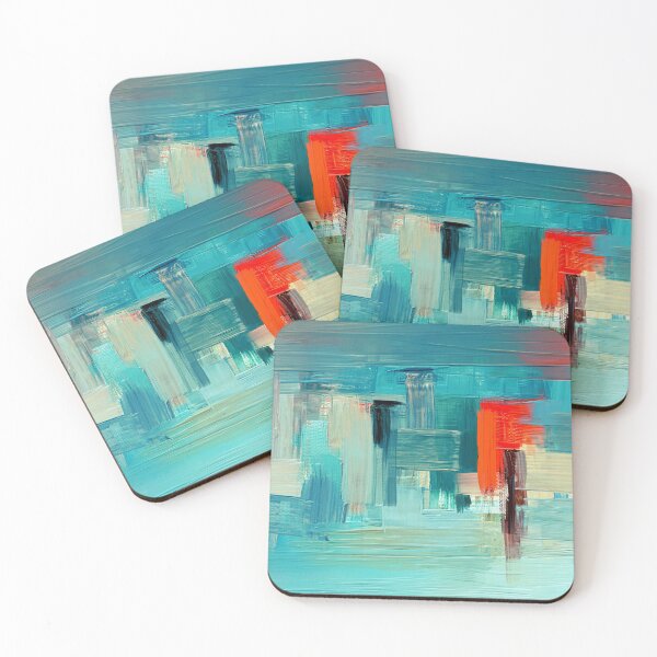 Item preview, Abstract oil painting on canvas, teal paint, rough brush strokes. designed and sold by ikaDrawings.