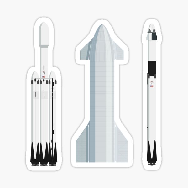 Vista previa del artículo con la obra «Paquete de pegatinas SpaceX Rocket Combo», diseñado y vendido por InkandChroma.