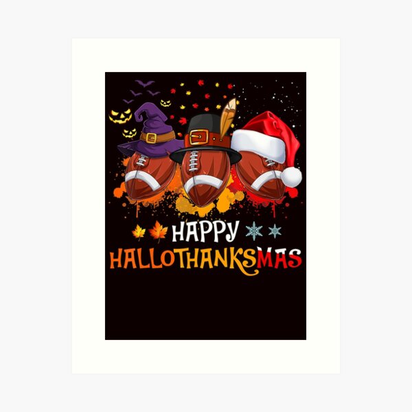 Item preview, Happy Hallothanksmas Football Halloween And Christmas Autumn designed and sold by Michaelmansr572.