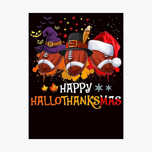 Item preview, Happy Hallothanksmas Football Halloween And Christmas Autumn designed and sold by Michaelmansr572.