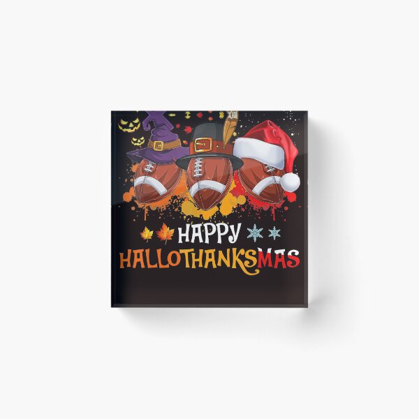 Item preview, Happy Hallothanksmas Football Halloween And Christmas Autumn designed and sold by Michaelmansr572.