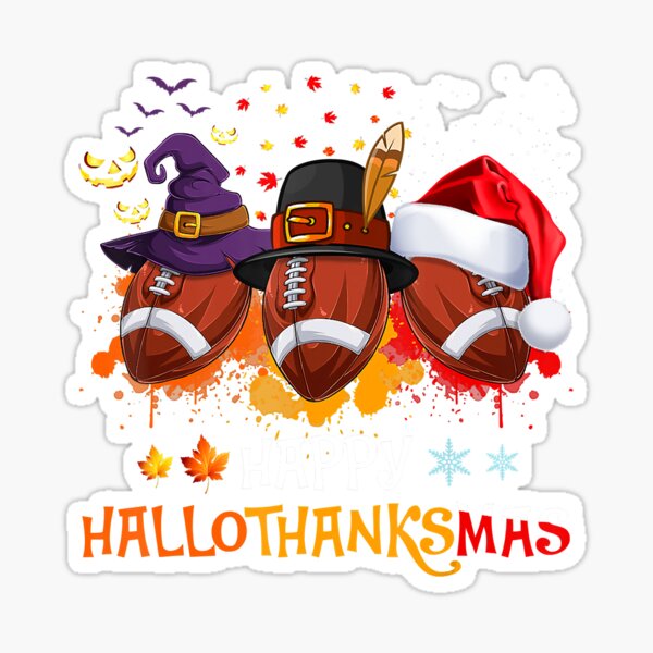 Item preview, Happy Hallothanksmas Football Halloween And Christmas Autumn designed and sold by Michaelmansr572.