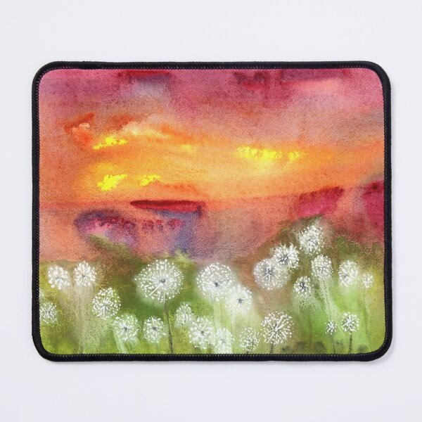 Item preview, Dandelion clocks against a fiery sky designed and sold by Caroline Whittaker.