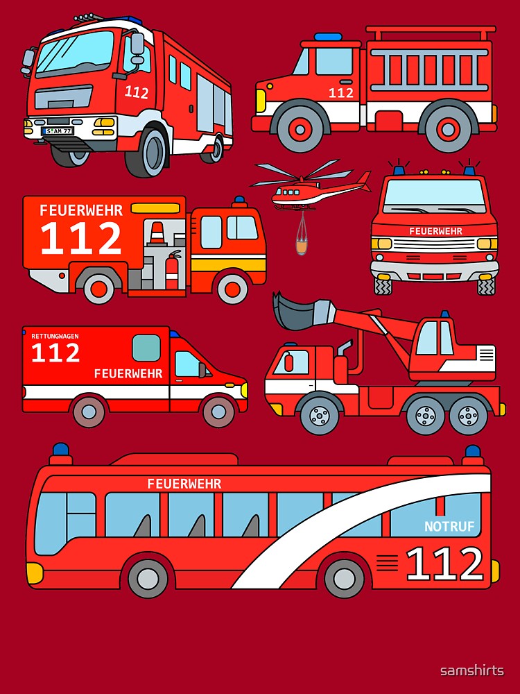 Kinder T-Shirt mit Deutschland Feuerwehr | Feuerwehrautos\