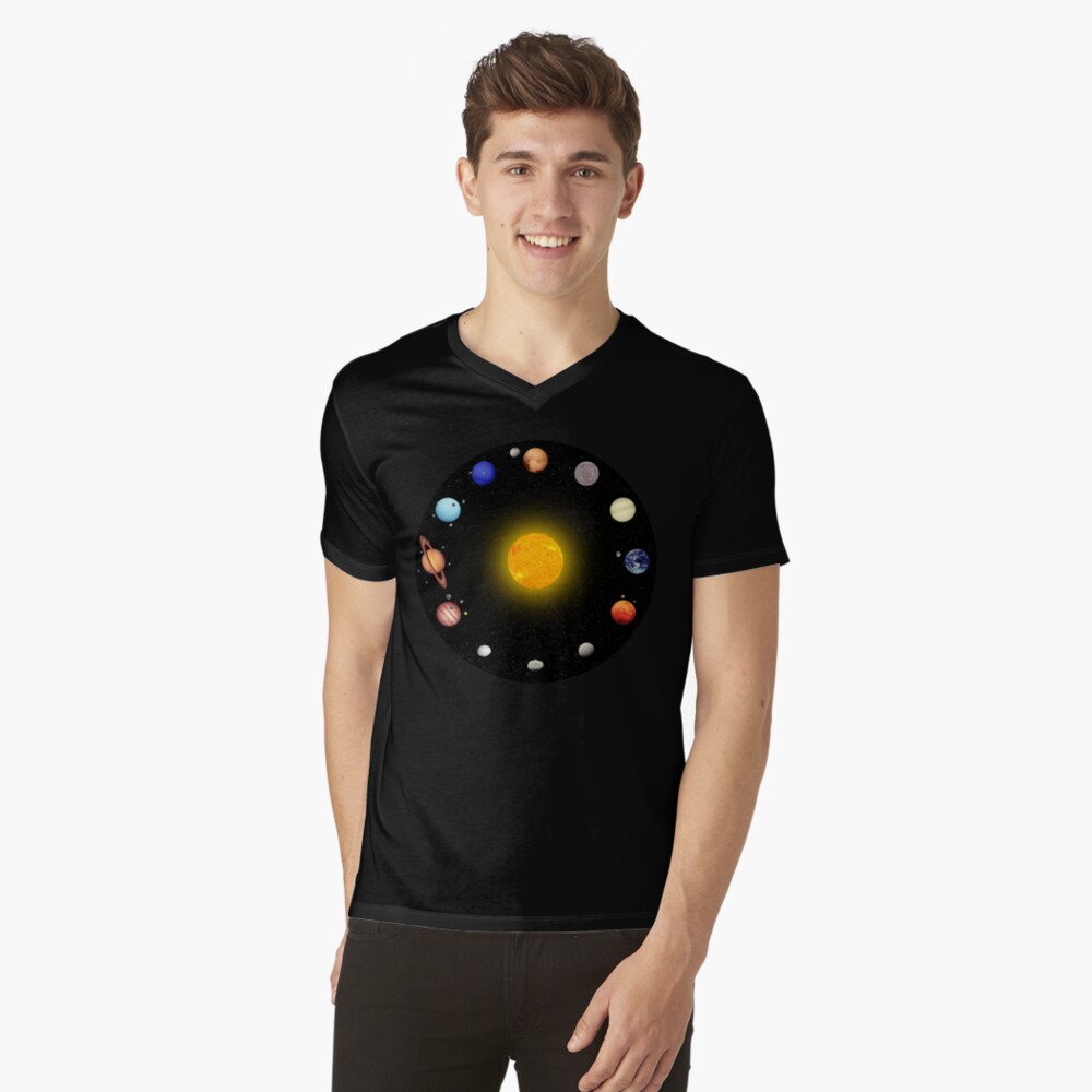 Space Pattern V-Neck T-Shirt