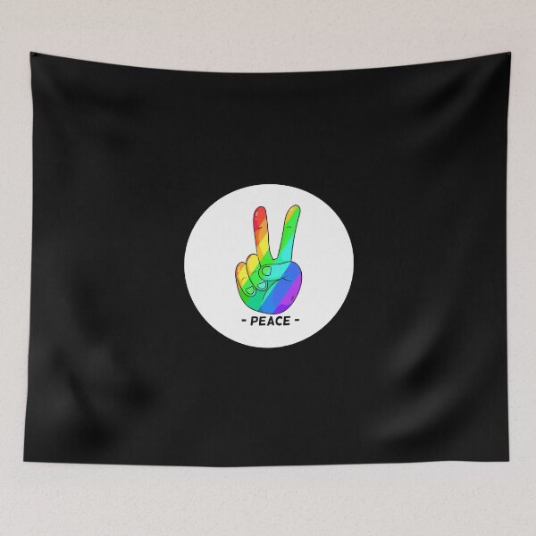 Item preview, Peace Hand Sign Rainbow Peace white Love Freedom Hippie Gift designed and sold by Hyper-Field.