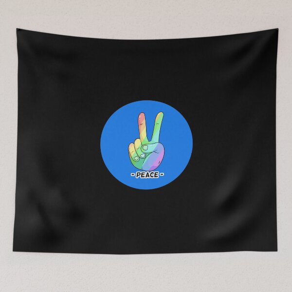 Item preview, Peace Hand Sign Rainbow Pastel Peace blue Retro Hippie Gift designed and sold by Hyper-Field.