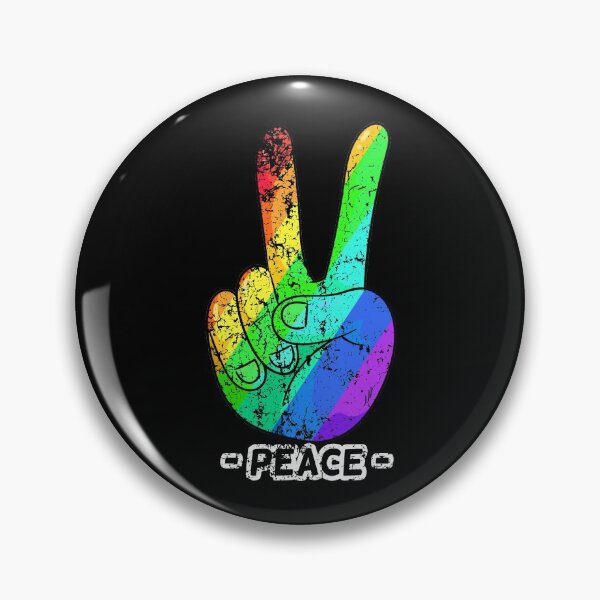 Item preview, Peace Hand Sign Rainbow Peace distressed Retro Hippie Gift designed and sold by Hyper-Field.