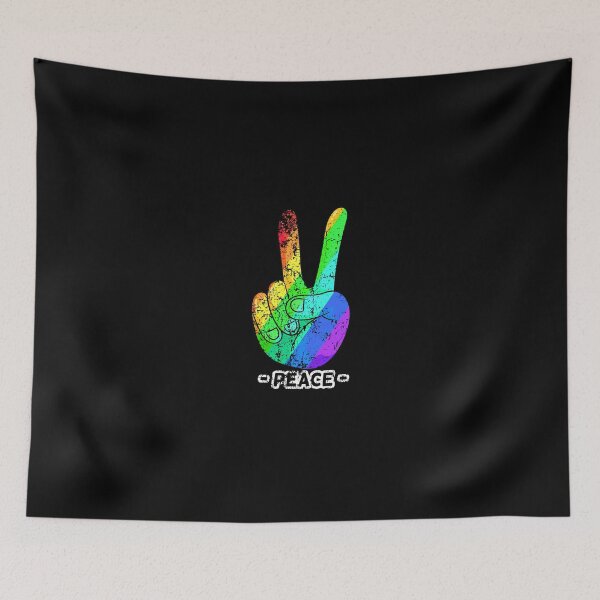Item preview, Peace Hand Sign Rainbow Peace distressed Retro Hippie Gift designed and sold by Hyper-Field.