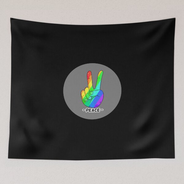 Item preview, Peace Hand Sign Rainbow Peace grey Love Freedom Hippie Gift designed and sold by Hyper-Field.