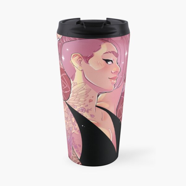 Beautiful Anime Girl with Samurai-Tattoo-Sleeve Art Travel Mug