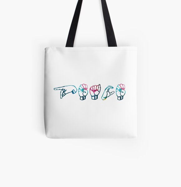 "Peace" in ASL colourful All Over Print Tote Bag