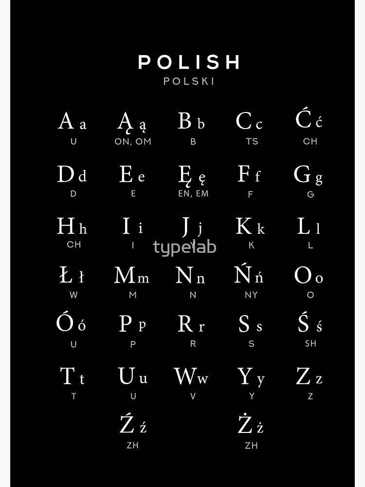 "Polish Alphabet Chart, Poland Language Chart, Black" Spiral Notebook ...