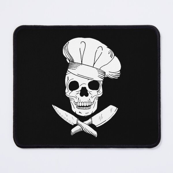Item preview, Skull Wearing Chef Hat and Crossed Kitchen Knives designed and sold by HotHibiscus.