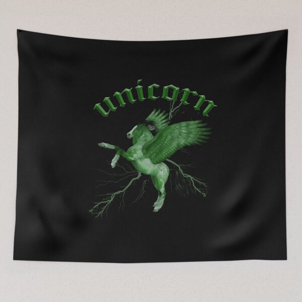 Item preview, Strong Green and White Unicorn for Boys with Green Thunder on the Background designed and sold by koreatvtea.