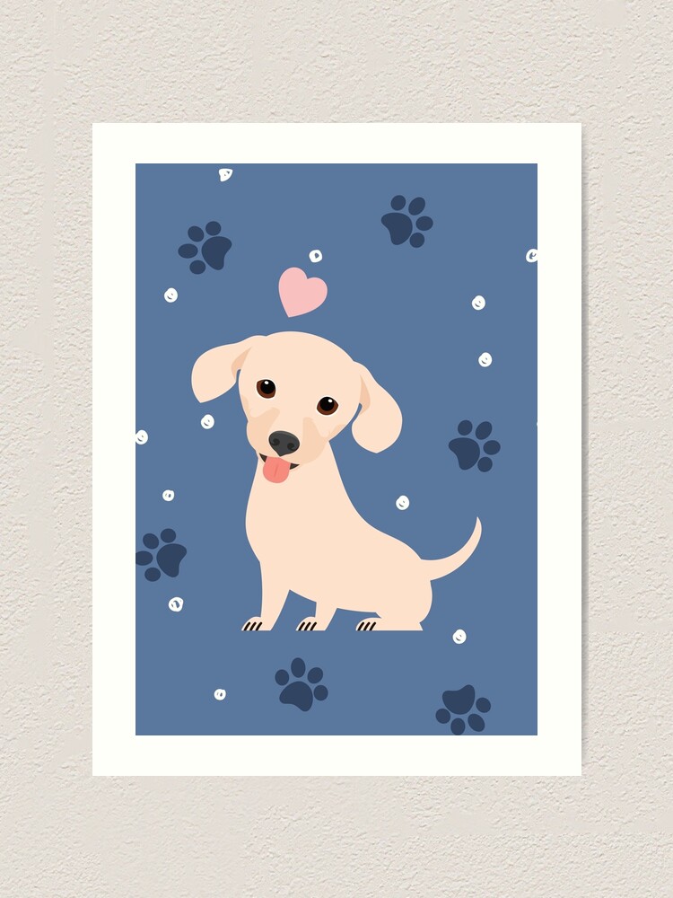 LOVE White Chiweenie dachshund chihuahua mix Art Print