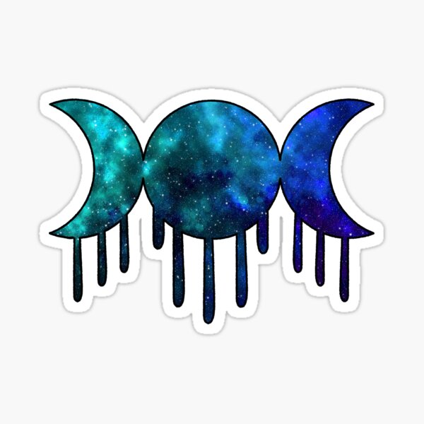 Triple Moon Watercolor Galaxy - Blue and Green Sticker