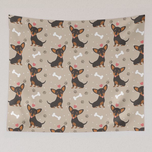 Item preview, LOVE Black and Tan Chiweenie dachshund chihuahua mix designed and sold by Lulupainting.