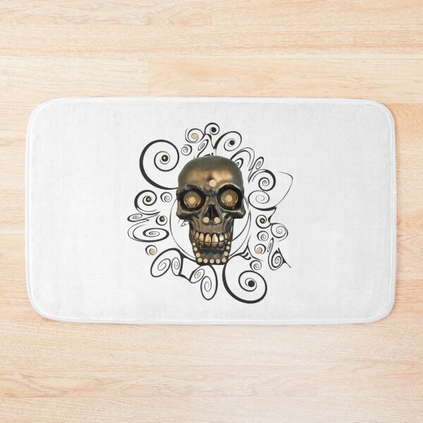 Item preview, a gold and black Mexican skull with arabesque designed and sold by carole legeron.
