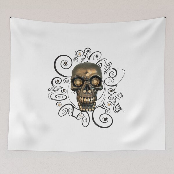 Item preview, a gold and black Mexican skull with arabesque designed and sold by carole legeron.