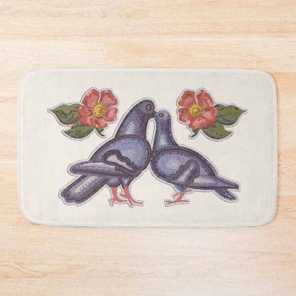 Item preview, Lovely Couple of Pigeons In Roman Mosaic Art Style designed and sold by okpinsArtDesign.